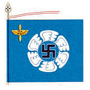 All the unit colours of the Finnish Air Force feature the same basic design, with a swastika as a central element. This is the Unit Colour of the Finnish Air Force Academy.